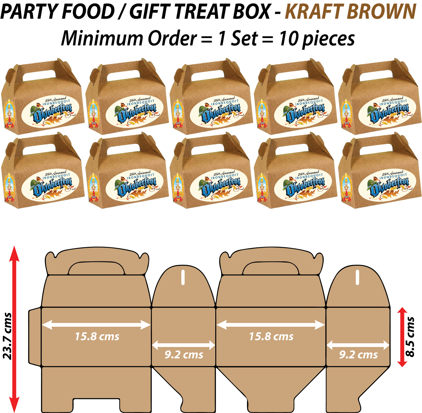 Kraft Brown - 4 Sides Custom Printed 10 TREAT BOXES