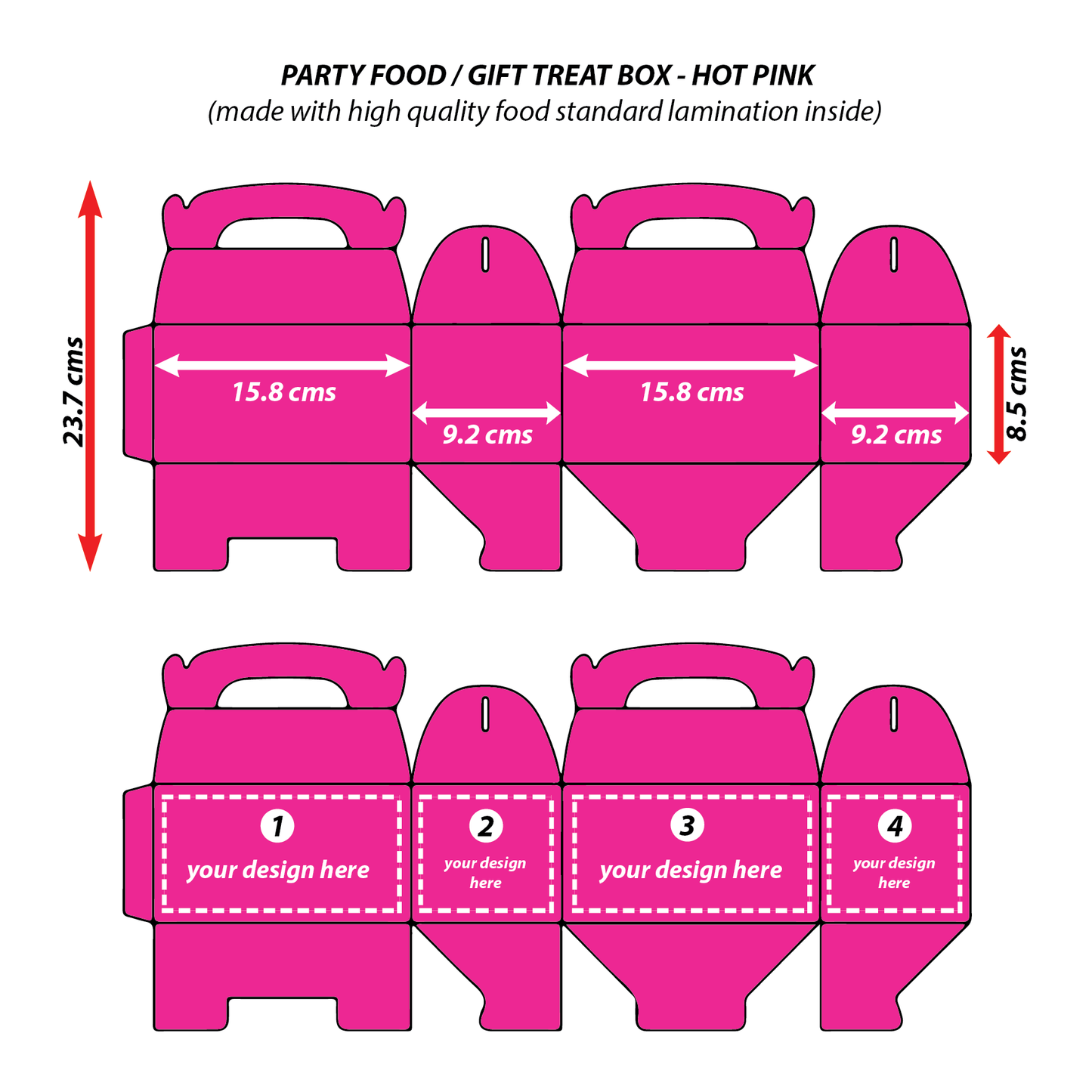 Dark Pink - 4 Sides Custom Printed 10 TREAT BOXES