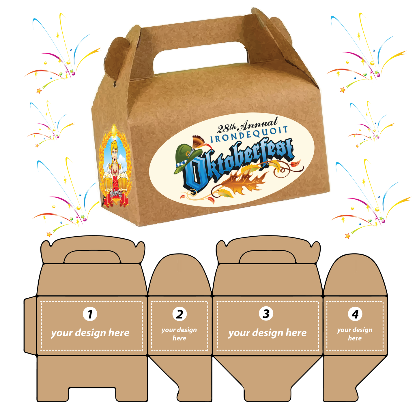 Kraft Brown - 4 Sides Custom Printed 10 TREAT BOXES