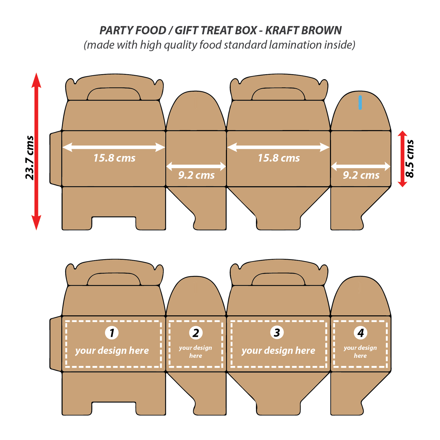 Kraft Brown - 4 Sides Custom Printed 10 TREAT BOXES