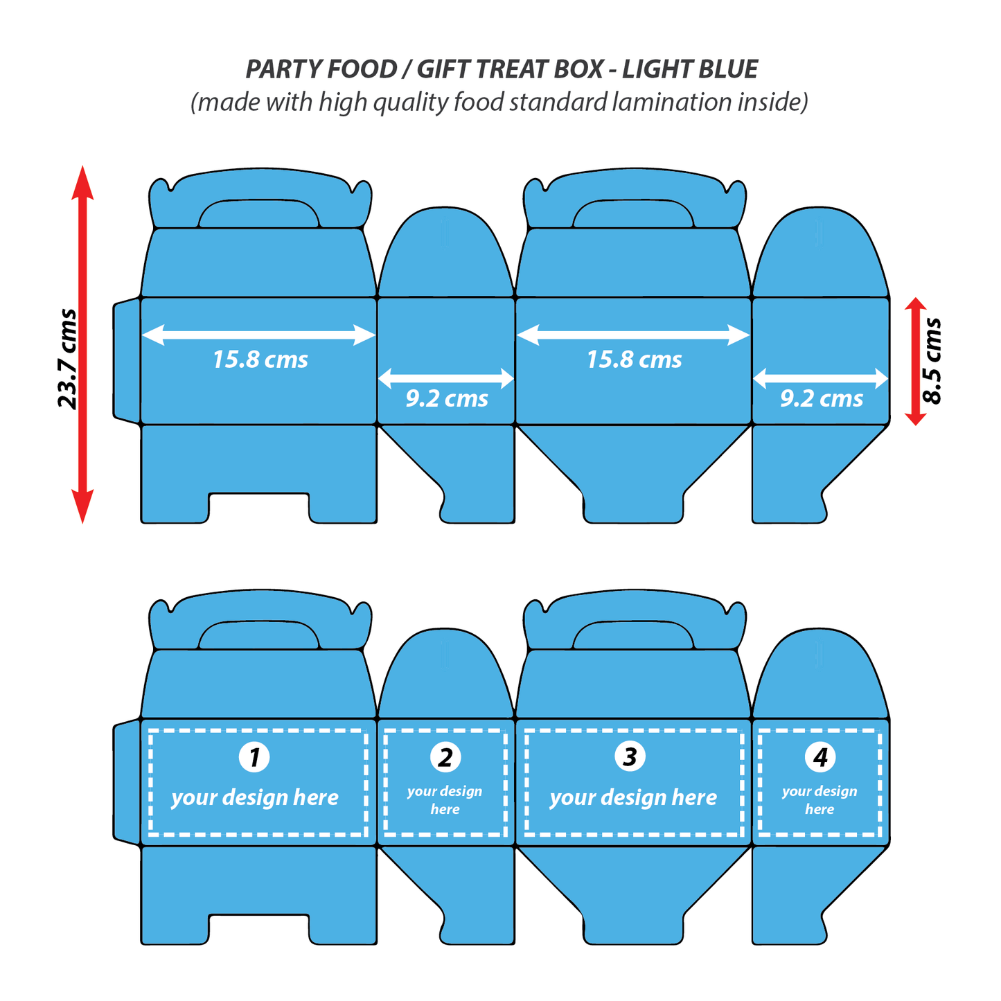 Blue - 4 Sides Custom Printed 10 TREAT BOXES