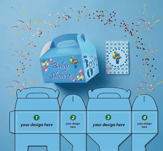 Blue - 4 Sides Custom Printed 10 TREAT BOXES