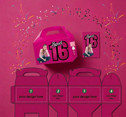 Dark Pink - 4 Sides Custom Printed 10 TREAT BOXES
