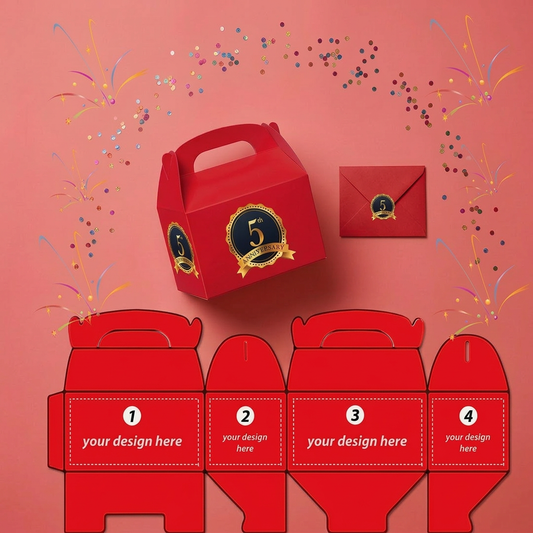 Red - 4 Sides Custom Printed 10 TREAT BOXES