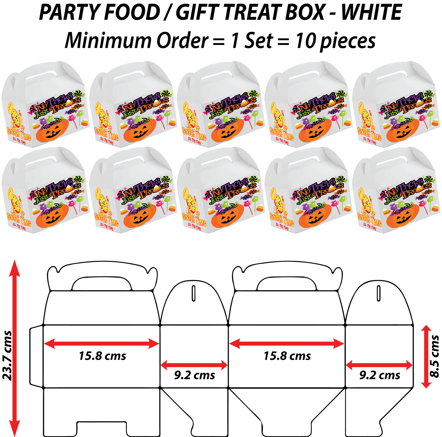 White - 4 Sides Custom Printed 10 TREAT BOXES