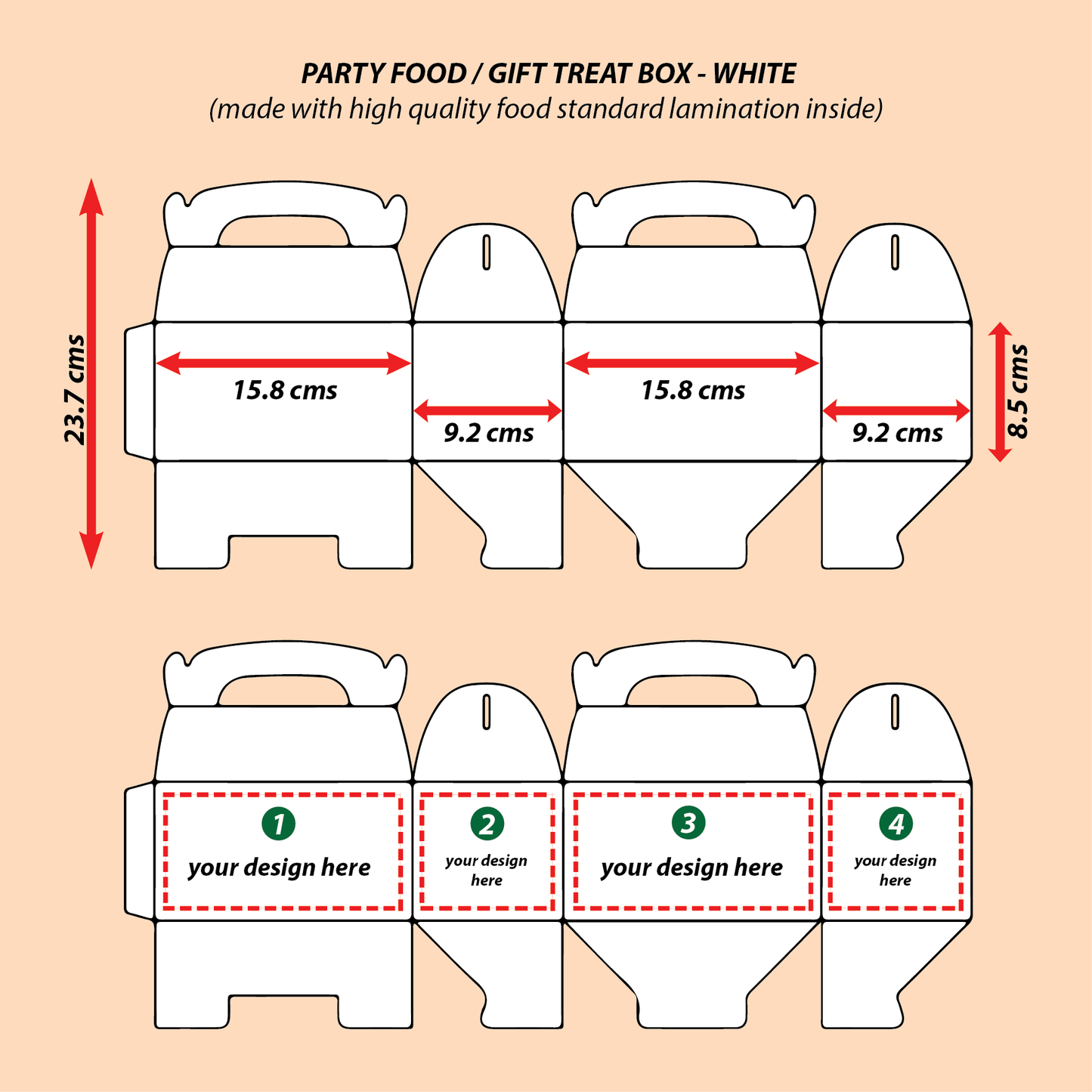 White - 4 Sides Custom Printed 10 TREAT BOXES