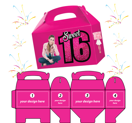 Dark Pink - 4 Sides Custom Printed 10 TREAT BOXES