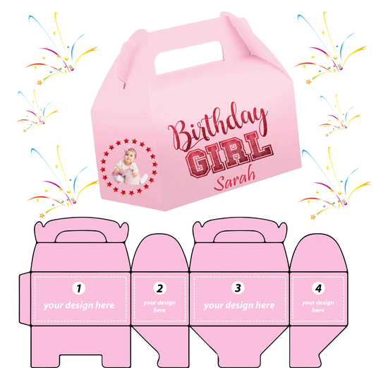 Light Pink - 4 Sides Custom Printed 10 TREAT BOXES