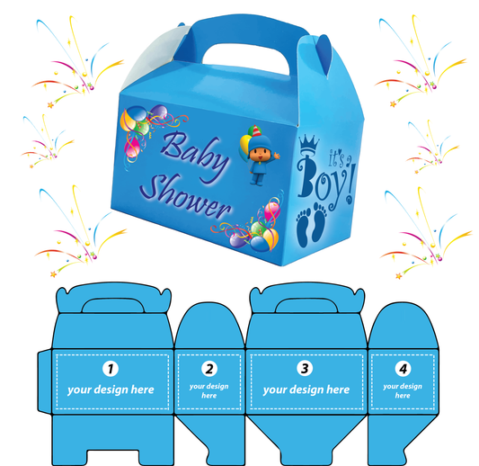 Blue - 4 Sides Custom Printed 10 TREAT BOXES