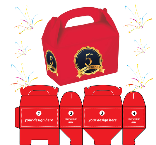 Red - 4 Sides Custom Printed 10 TREAT BOXES