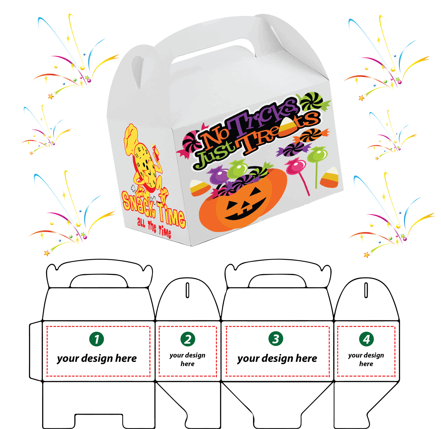White - 4 Sides Custom Printed 10 TREAT BOXES