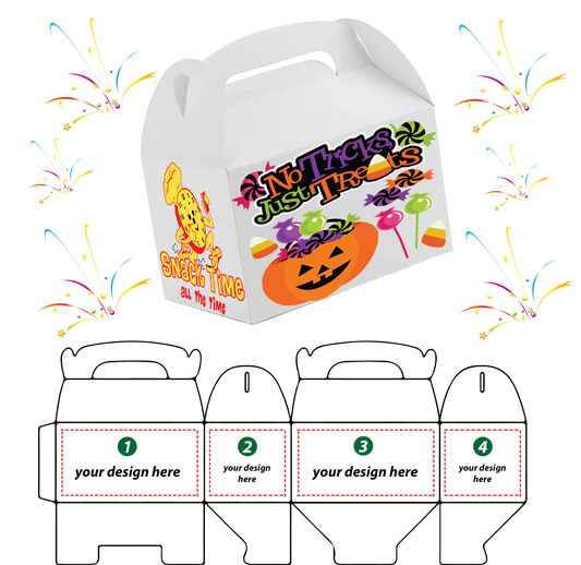 White - 4 Sides Custom Printed 10 TREAT BOXES