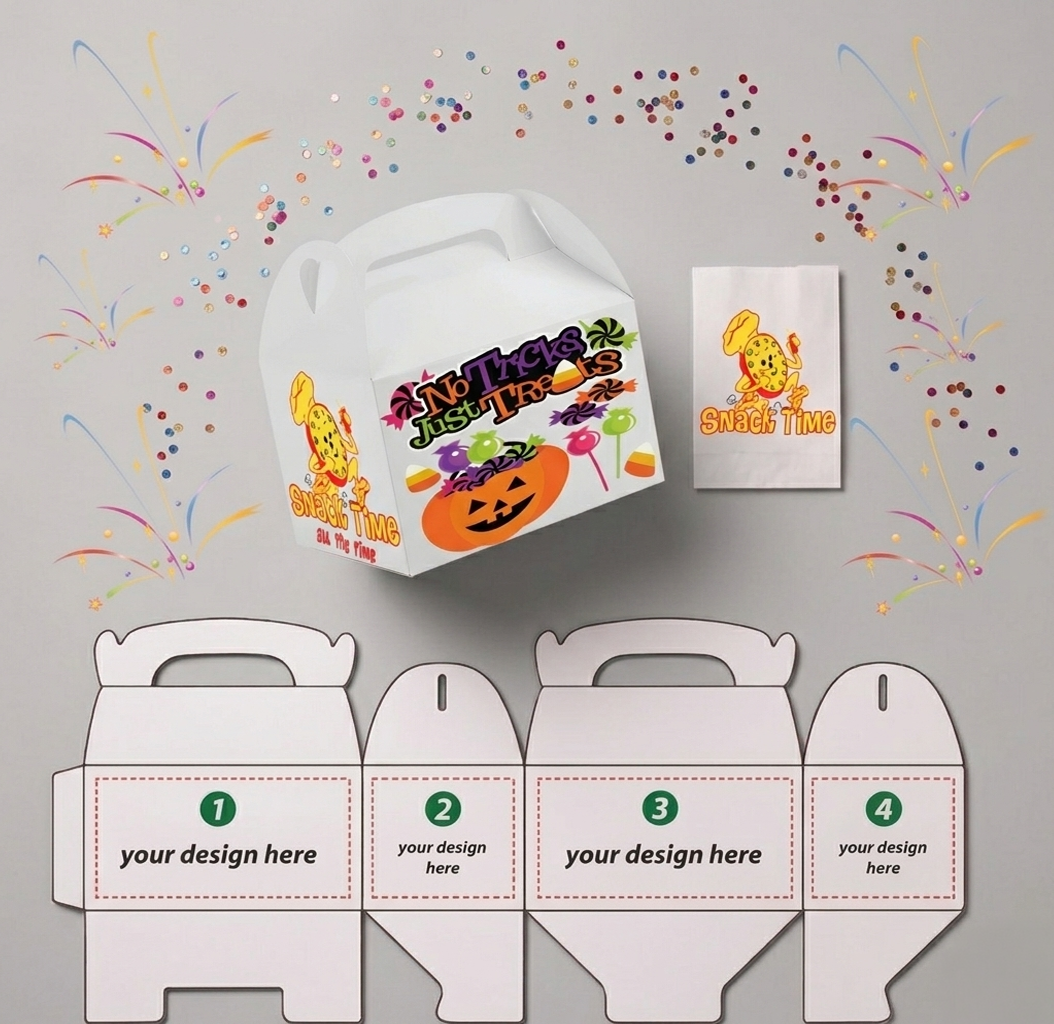 White - 4 Sides Custom Printed 10 TREAT BOXES